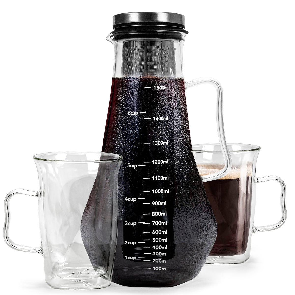 Cold Brew Coffee Maker, 40 Oz Iced Coffee Pitcher with Mesh Filter, Glass Ice  Coffee Making Jug for Fridge White - AliExpress