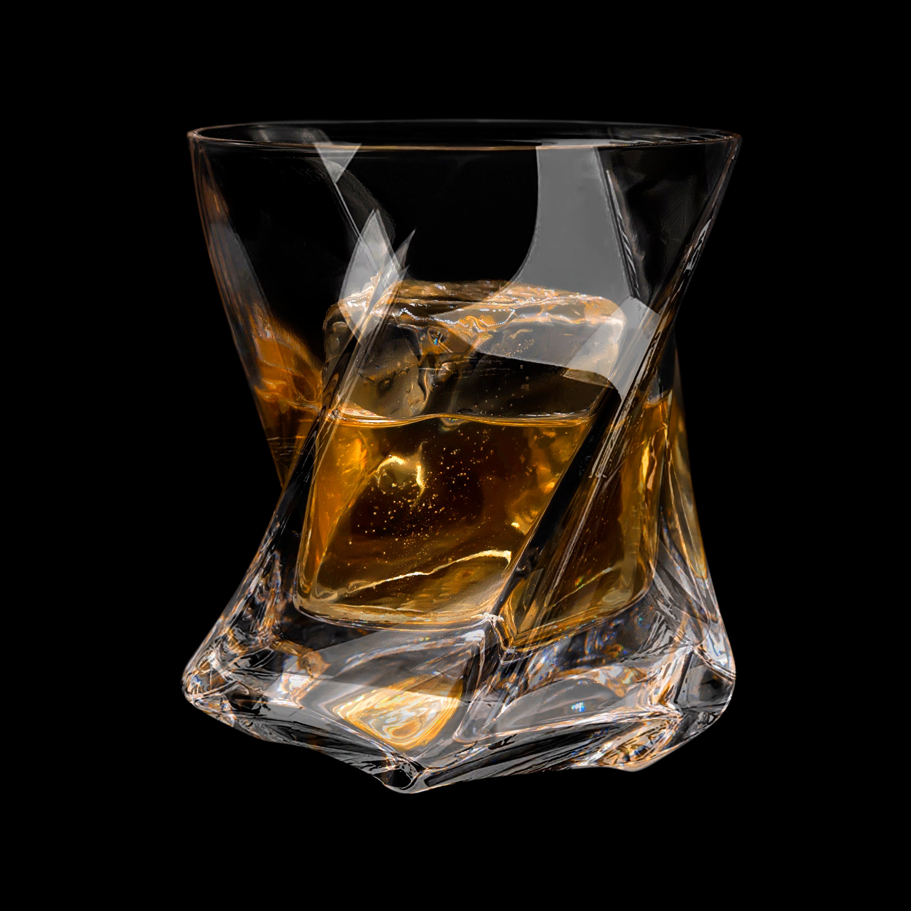 Star Heavy Tumbler | Set of 2 Hand-Blown Crystal Whiskey Glasses with Complementary Matching Ice Mold Tray.